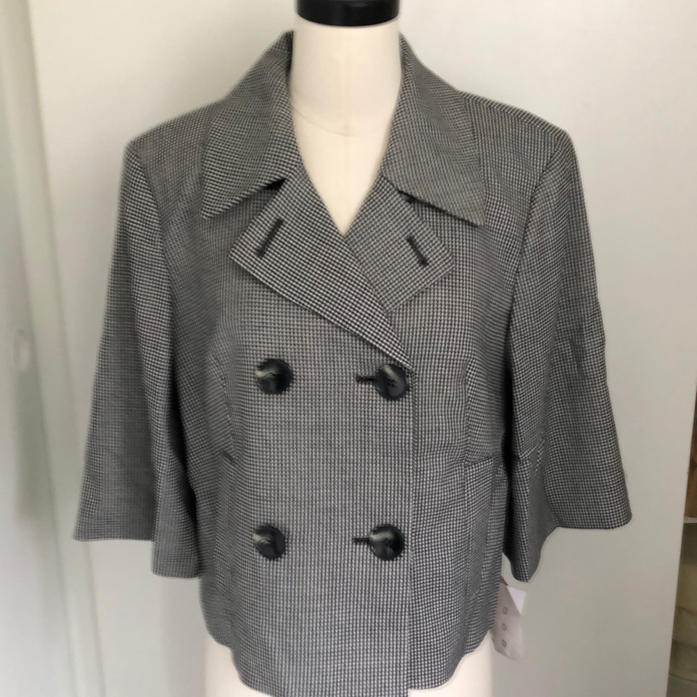 JONES NY collection! Black & White check short Double Breasted Jacket